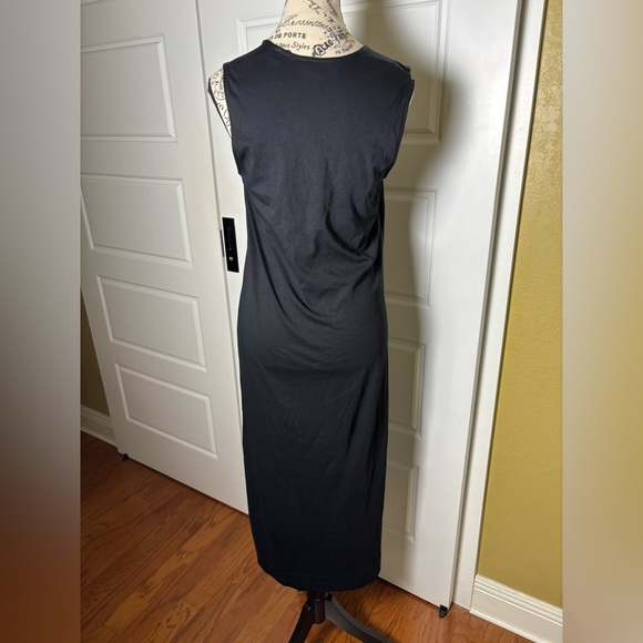 Vince Square Neck Midi Dress Women's Side Slits Sleeveless Black Size Small - Picture 2 of 6
